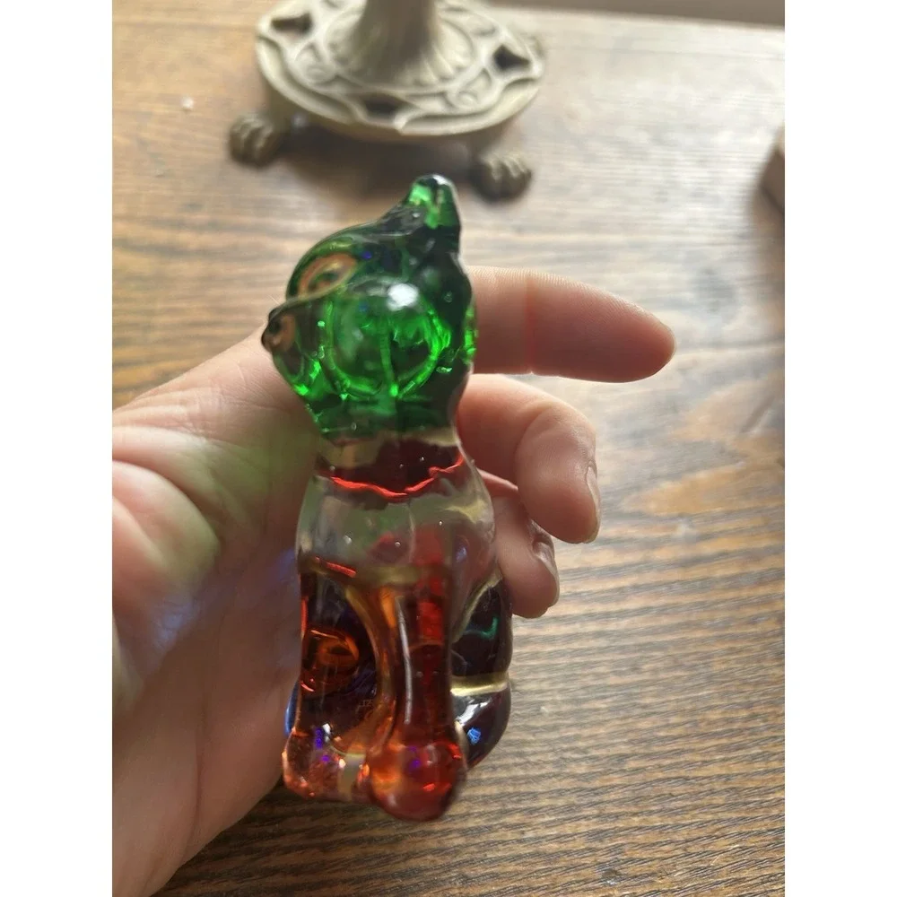 🐈⬛ C C Zecchin Multicolor Glass Cat Figurine Made in Murano Italy Color Block